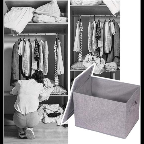 5 Pack Large Foldable Storage Box with Lids [16.5x11.8x11.8] - Picture 4 of 7